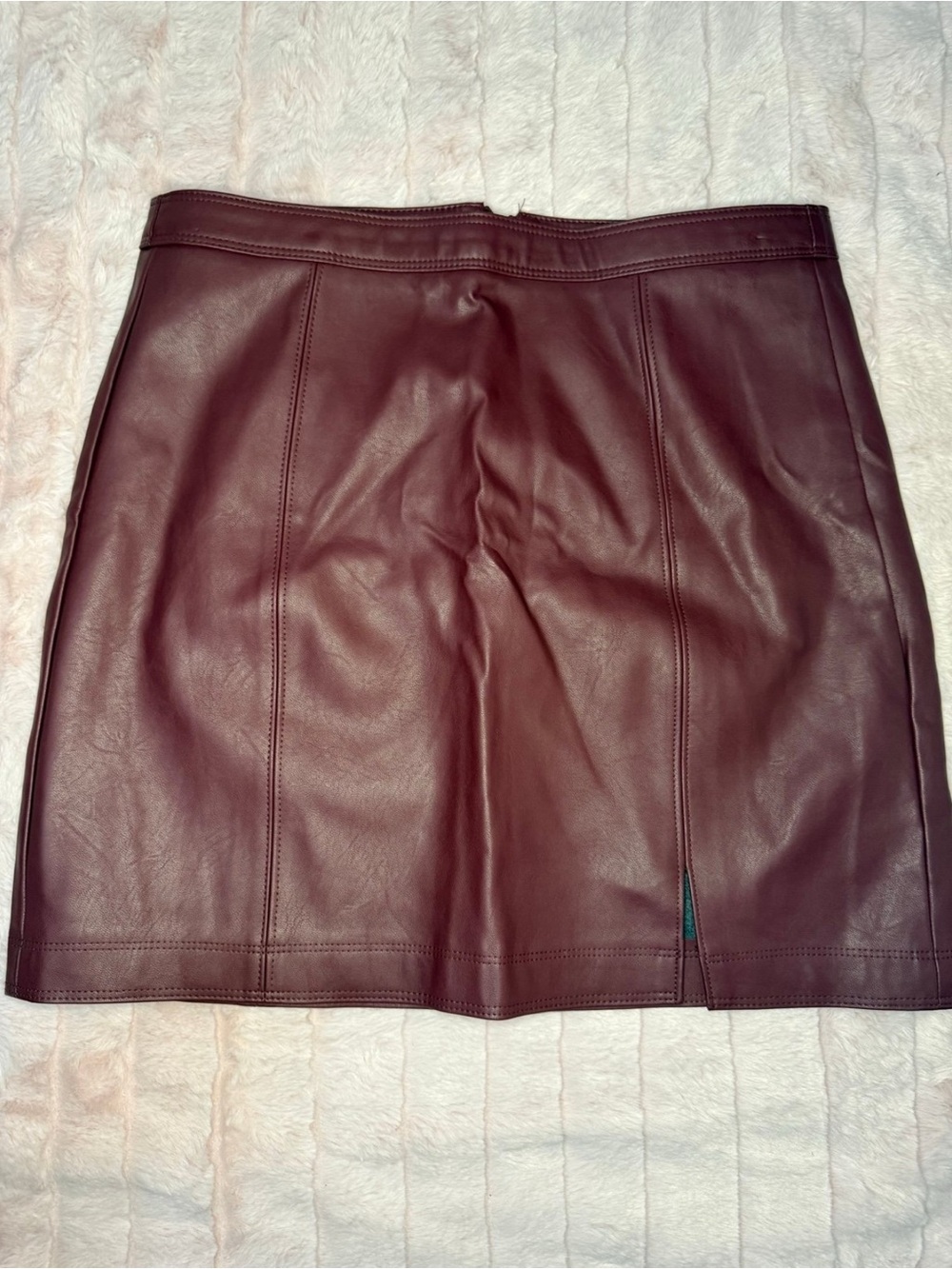 Altar’d State - Vegan Leather Burgundy Mini Skirt Side Slit - Size S